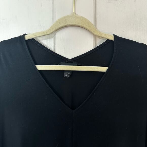 Club Monaco Black Tunic Blouse V Neck Womens Top Size Large‎ Viscose Stretch - Picture 5 of 7